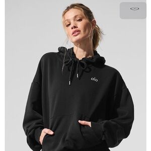 Alo Accolades Black Hooded Sweatshirt.
